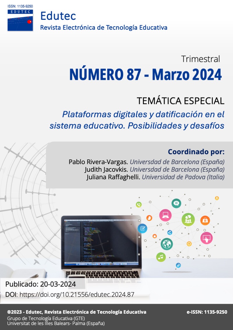 					Ver Núm. 87 (2024): TEMÁTICA ESPECIAL: Plataformas digitales y datificación en el sistema educativo. Posibilidades y desafíos
				